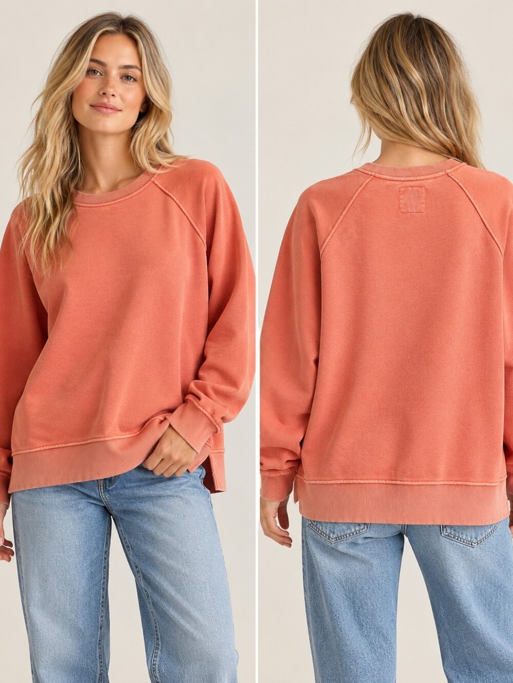 AERIE CORAL WASHED OVERSIZED CREWNECK SWEATSHIRT SIZE M
